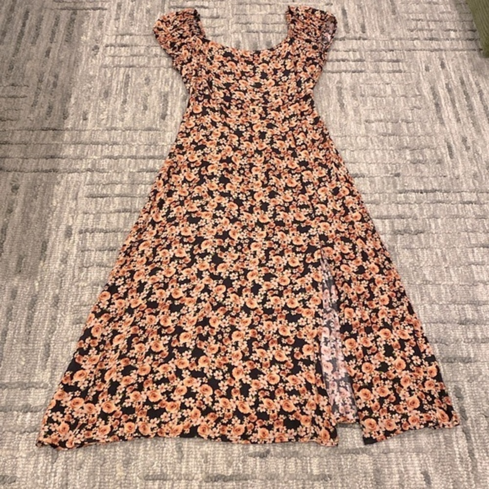 NWOT Floral Corset Back Midi Dress